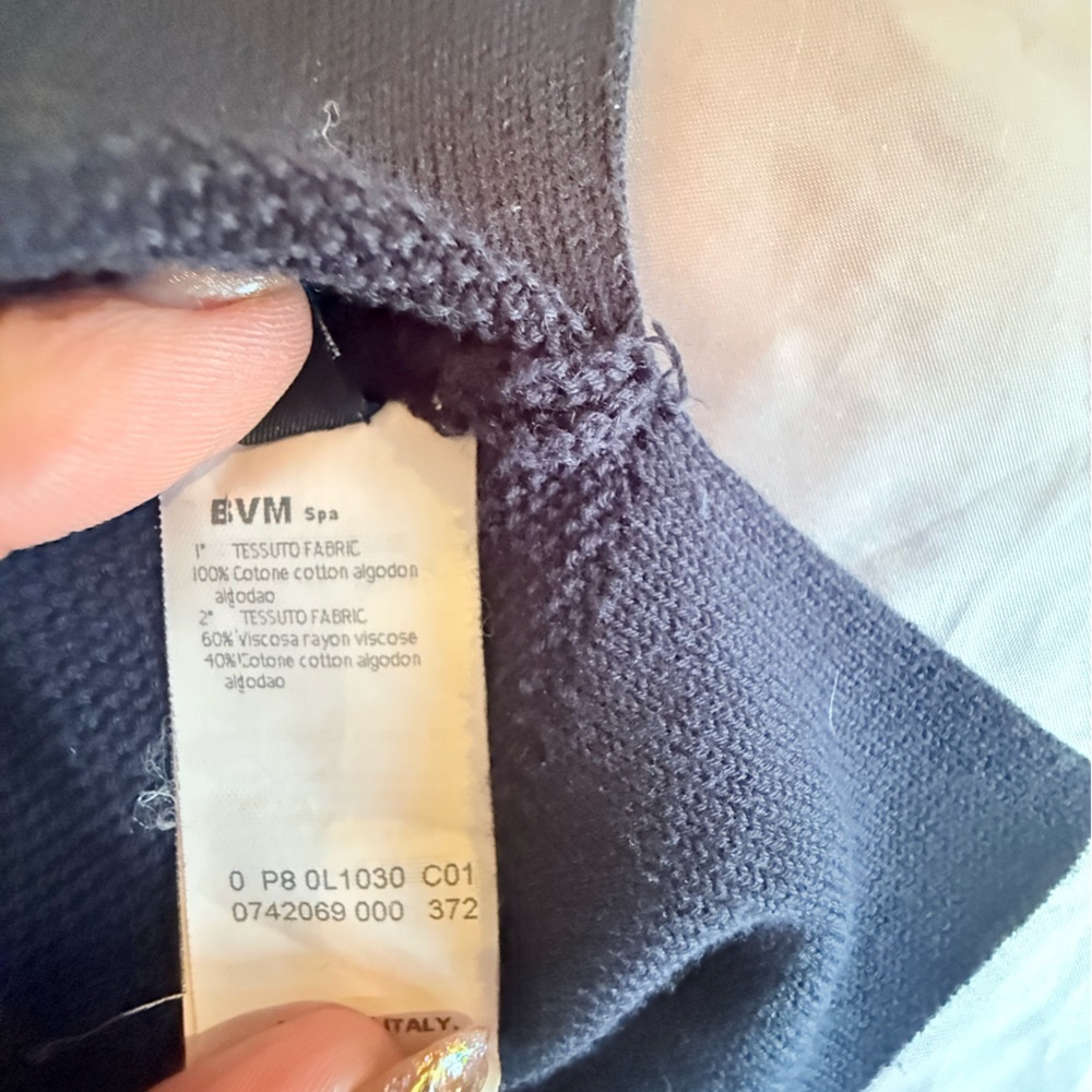 Les Copains 3/4 Sleeve Navy Boatneck Sweater Size 44/XL MSRP $550 from Saks - Picture 3 of 13